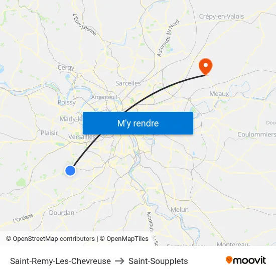 Saint-Remy-Les-Chevreuse to Saint-Soupplets map