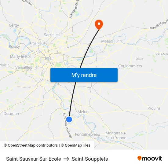 Saint-Sauveur-Sur-Ecole to Saint-Soupplets map