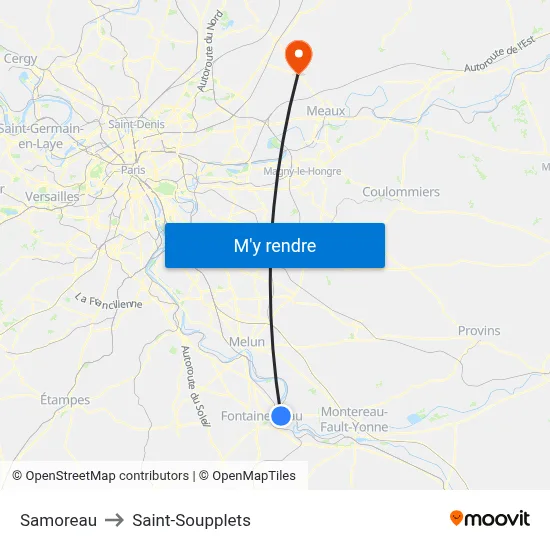 Samoreau to Saint-Soupplets map
