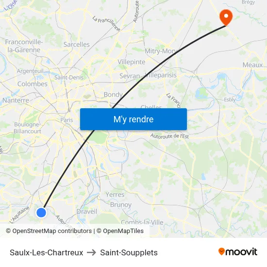 Saulx-Les-Chartreux to Saint-Soupplets map