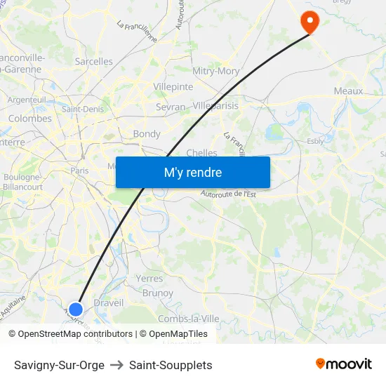 Savigny-Sur-Orge to Saint-Soupplets map