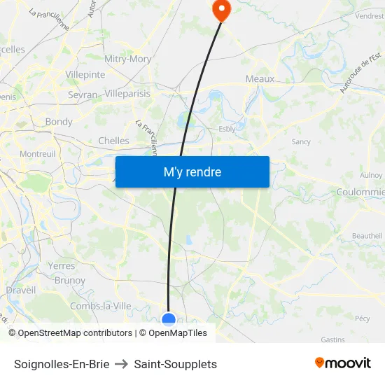 Soignolles-En-Brie to Saint-Soupplets map