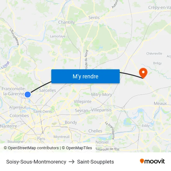 Soisy-Sous-Montmorency to Saint-Soupplets map