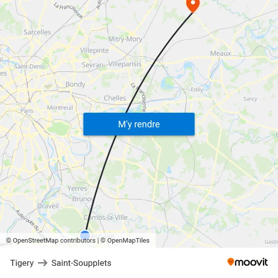 Tigery to Saint-Soupplets map