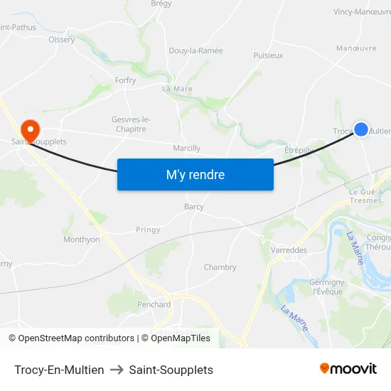 Trocy-En-Multien to Saint-Soupplets map
