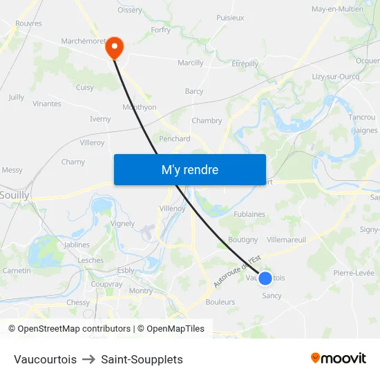 Vaucourtois to Saint-Soupplets map