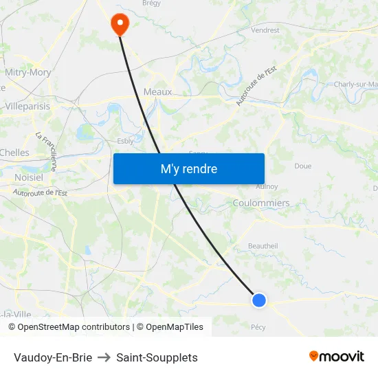 Vaudoy-En-Brie to Saint-Soupplets map