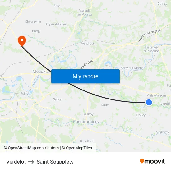 Verdelot to Saint-Soupplets map