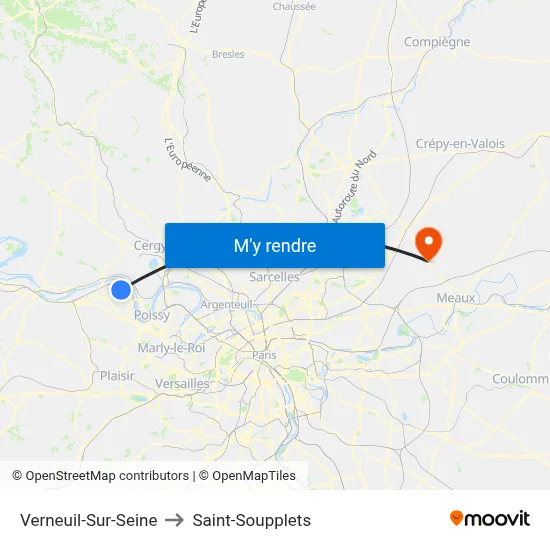 Verneuil-Sur-Seine to Saint-Soupplets map