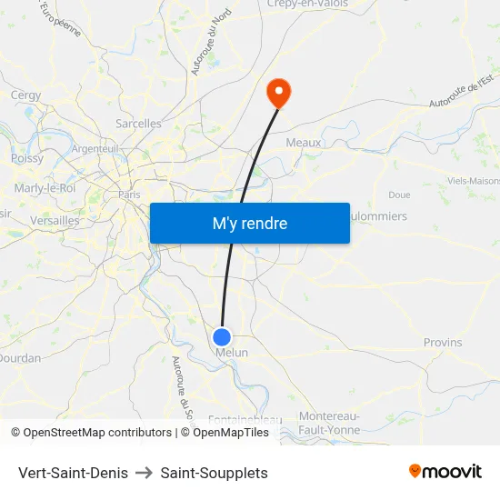 Vert-Saint-Denis to Saint-Soupplets map