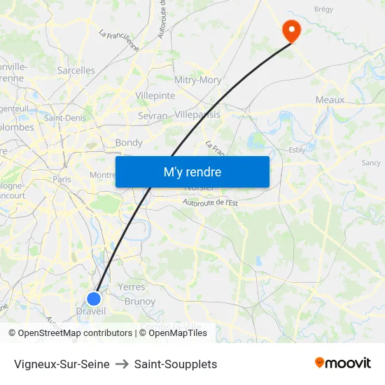 Vigneux-Sur-Seine to Saint-Soupplets map