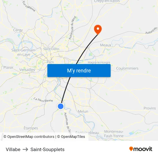 Villabe to Saint-Soupplets map