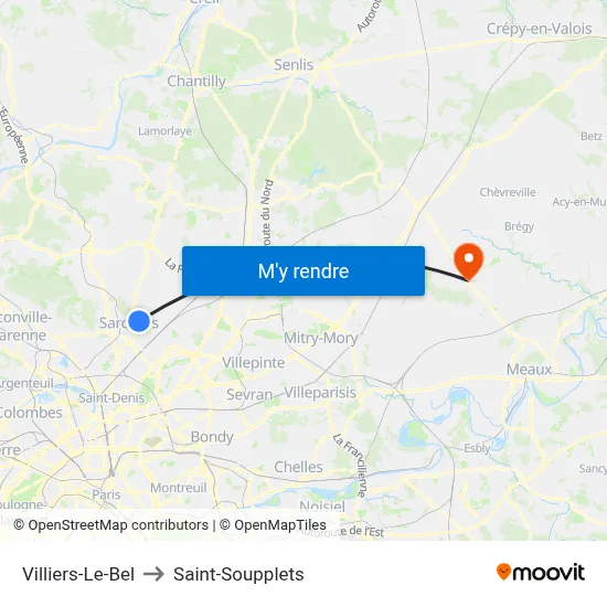 Villiers-Le-Bel to Saint-Soupplets map