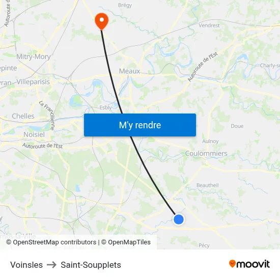 Voinsles to Saint-Soupplets map
