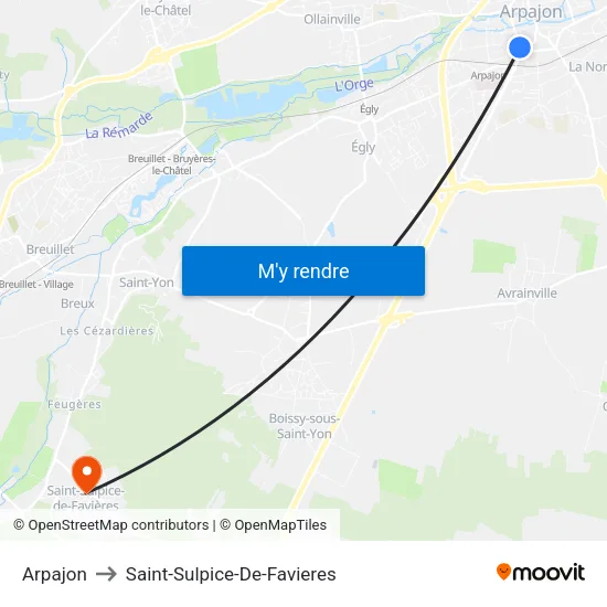 Arpajon to Saint-Sulpice-De-Favieres map