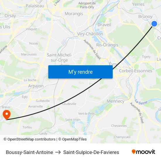 Boussy-Saint-Antoine to Saint-Sulpice-De-Favieres map