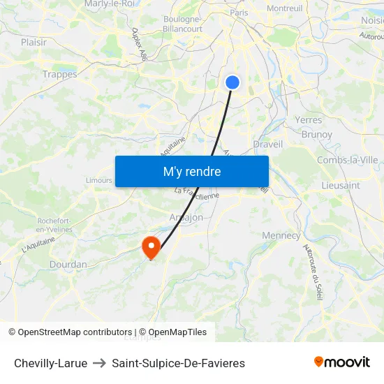 Chevilly-Larue to Saint-Sulpice-De-Favieres map
