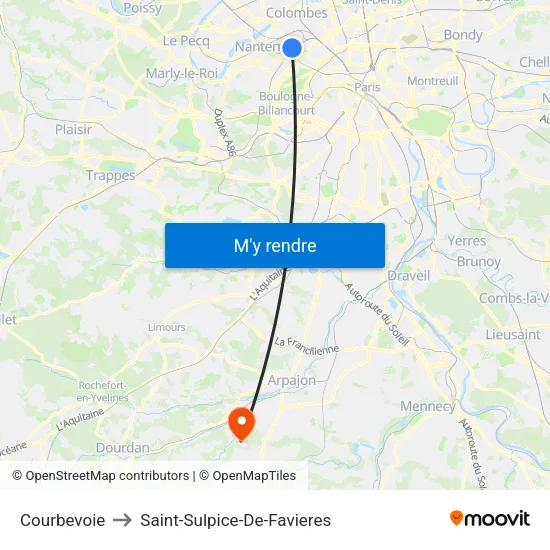 Courbevoie to Saint-Sulpice-De-Favieres map