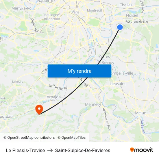 Le Plessis-Trevise to Saint-Sulpice-De-Favieres map