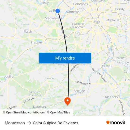Montesson to Saint-Sulpice-De-Favieres map
