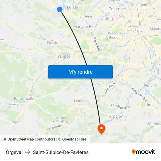 Orgeval to Saint-Sulpice-De-Favieres map