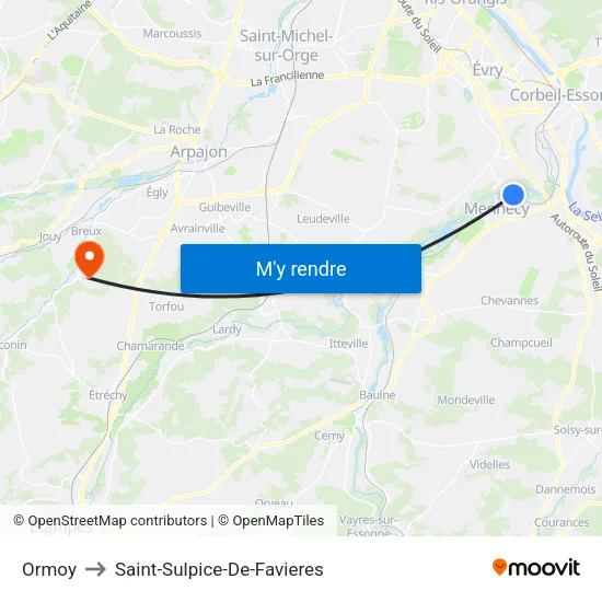 Ormoy to Saint-Sulpice-De-Favieres map