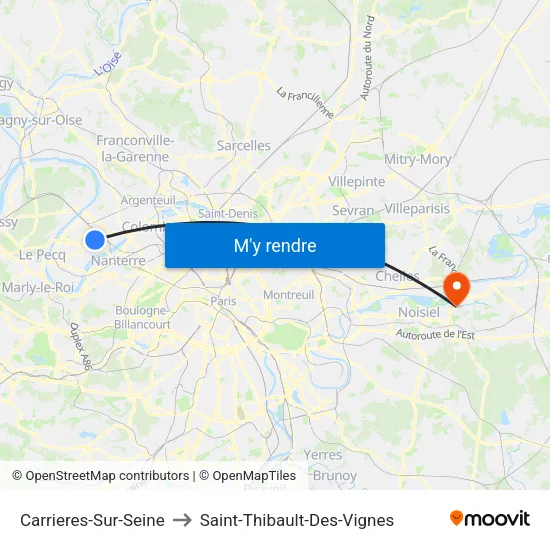 Carrieres-Sur-Seine to Saint-Thibault-Des-Vignes map