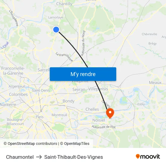 Chaumontel to Saint-Thibault-Des-Vignes map