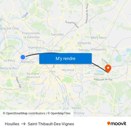 Houilles to Saint-Thibault-Des-Vignes map