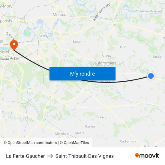 La Ferte-Gaucher to Saint-Thibault-Des-Vignes map