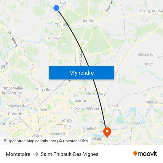 Montataire to Saint-Thibault-Des-Vignes map