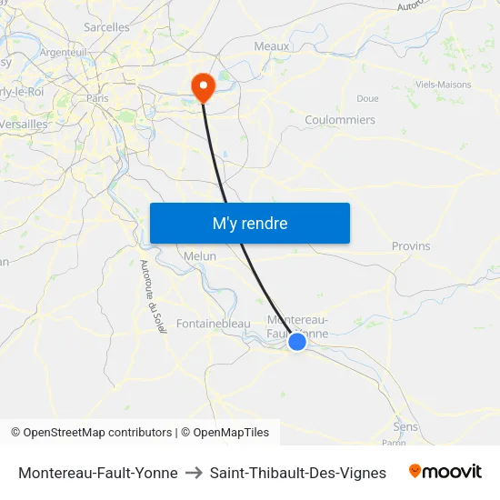 Montereau-Fault-Yonne to Saint-Thibault-Des-Vignes map