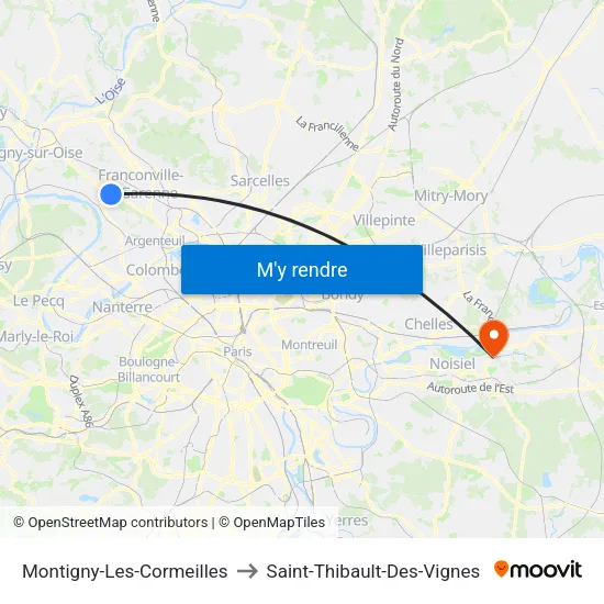 Montigny-Les-Cormeilles to Saint-Thibault-Des-Vignes map