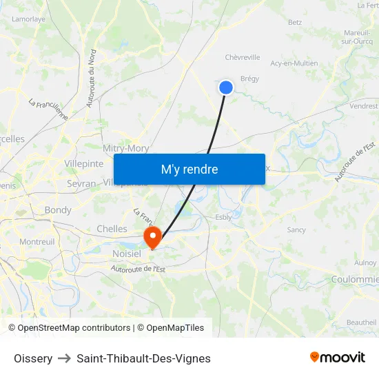 Oissery to Saint-Thibault-Des-Vignes map