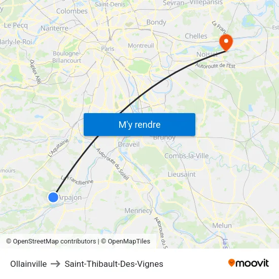 Ollainville to Saint-Thibault-Des-Vignes map