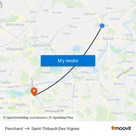 Penchard to Saint-Thibault-Des-Vignes map