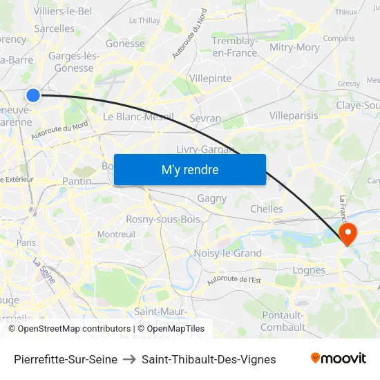 Pierrefitte-Sur-Seine to Saint-Thibault-Des-Vignes map