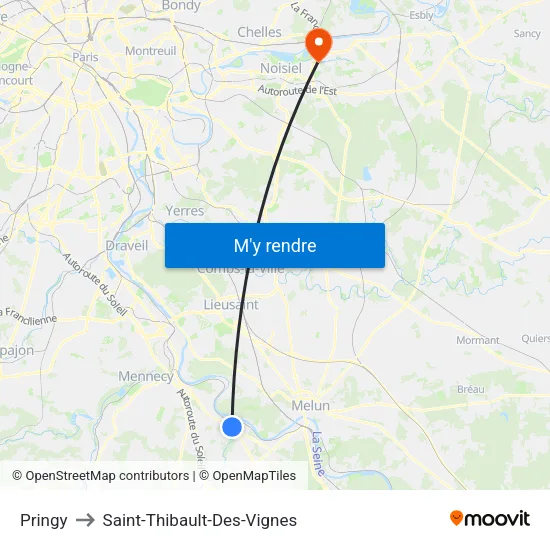 Pringy to Saint-Thibault-Des-Vignes map