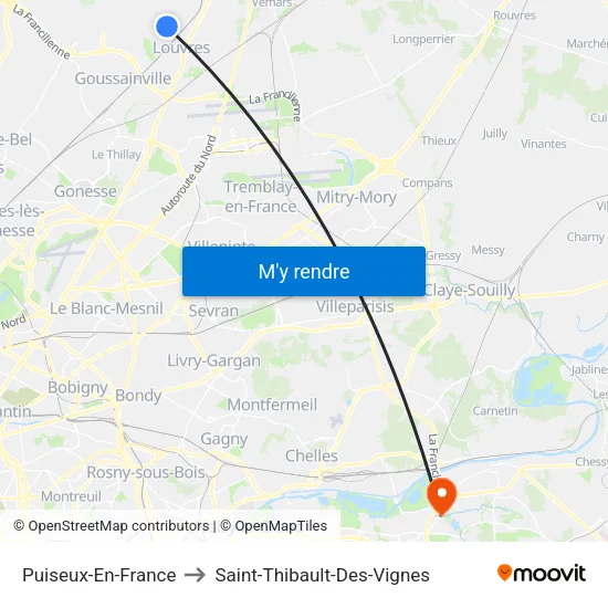 Puiseux-En-France to Saint-Thibault-Des-Vignes map