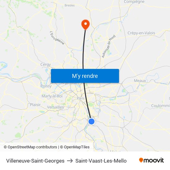 Villeneuve-Saint-Georges to Saint-Vaast-Les-Mello map