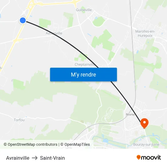 Avrainville to Saint-Vrain map