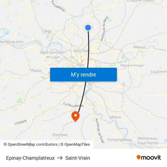 Epinay-Champlatreux to Saint-Vrain map