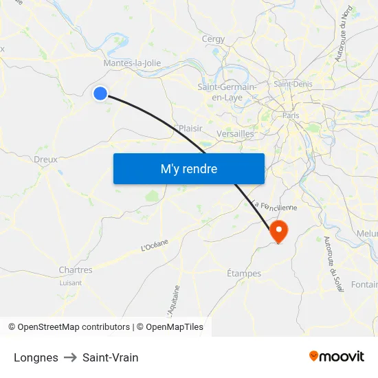 Longnes to Saint-Vrain map