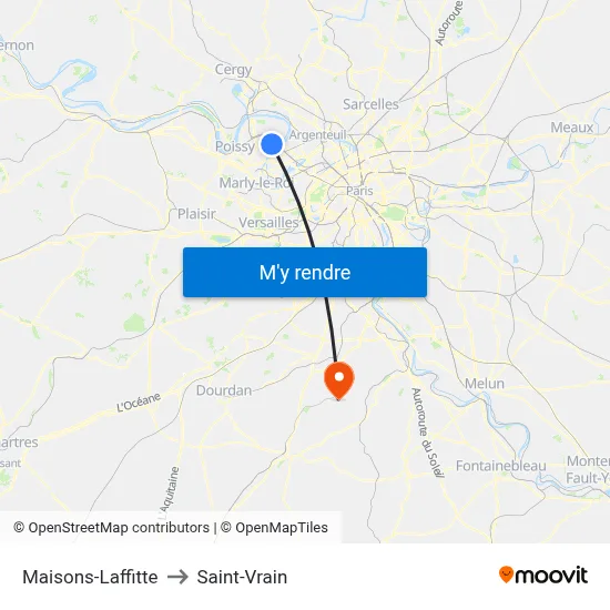 Maisons-Laffitte to Saint-Vrain map