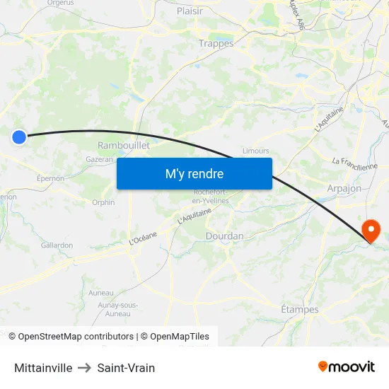 Mittainville to Saint-Vrain map