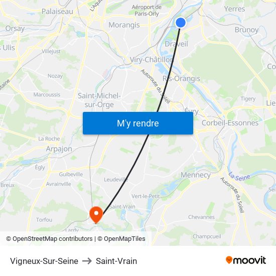 Vigneux-Sur-Seine to Saint-Vrain map