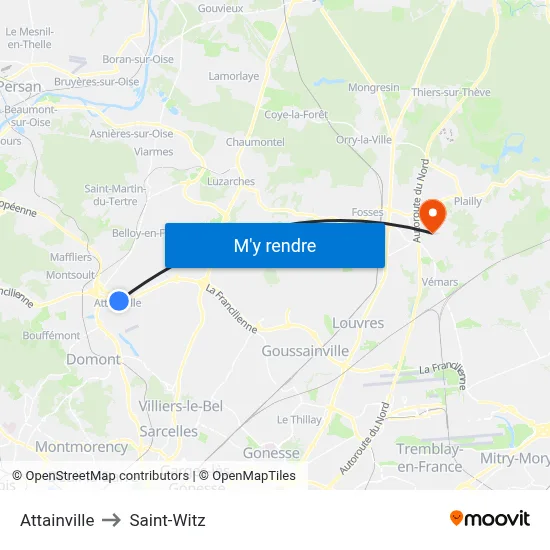 Attainville to Saint-Witz map