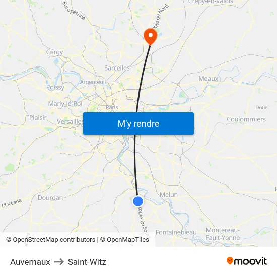 Auvernaux to Saint-Witz map