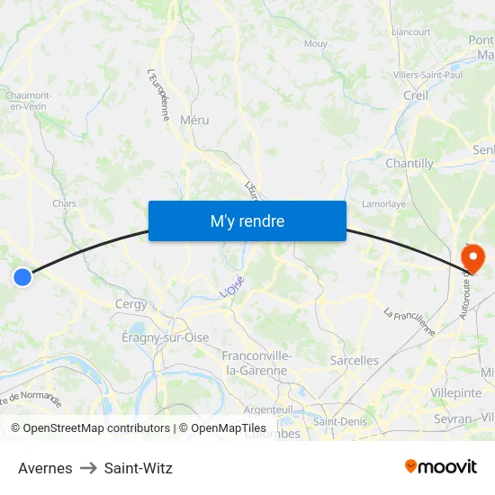 Avernes to Saint-Witz map