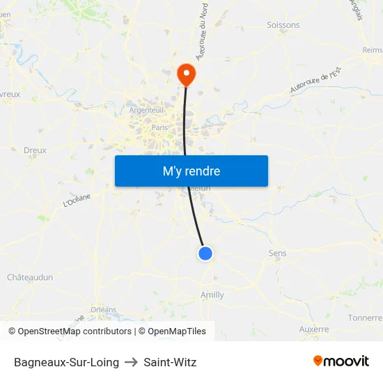 Bagneaux-Sur-Loing to Saint-Witz map